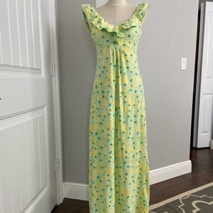 Lilly Pulitzer Yellow Floral Jersey Knit Dress - image 1